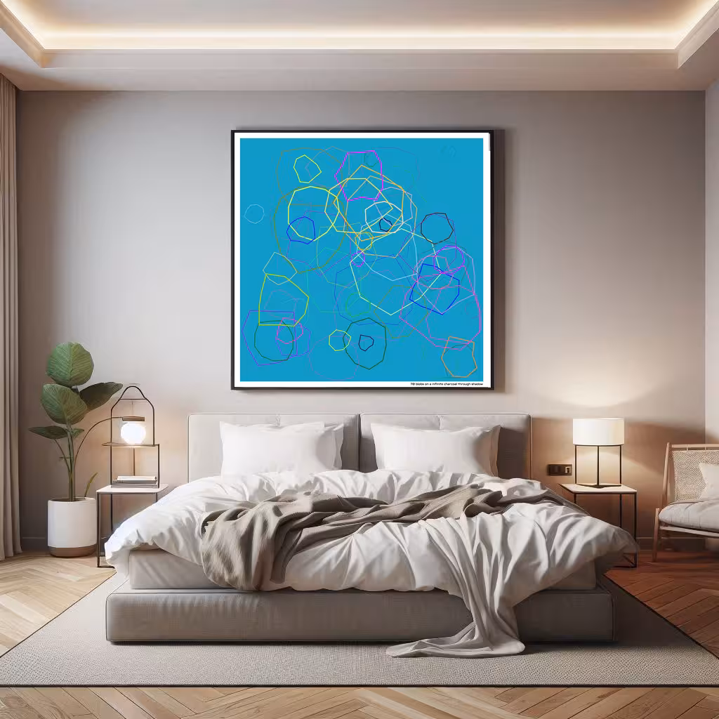 70 blobs on a infinite charcoal through shadow in room setting