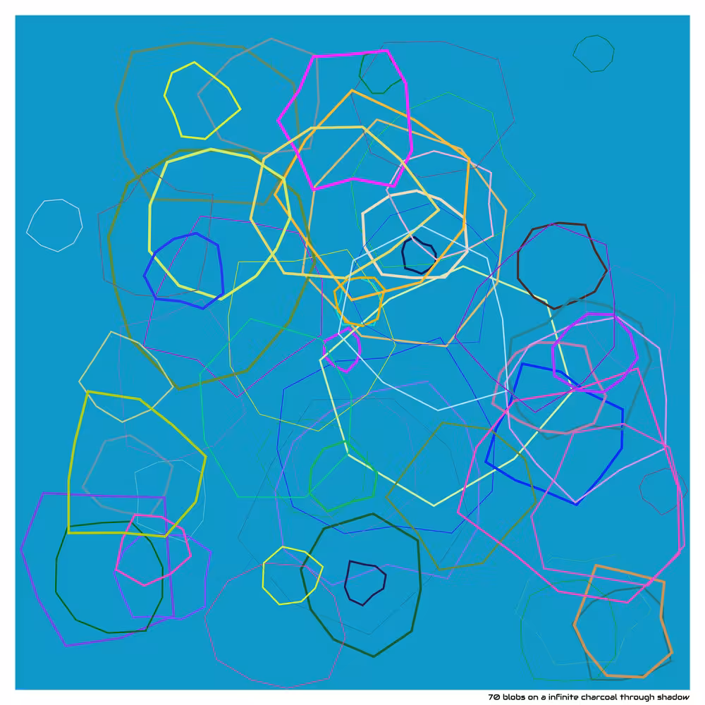 70 blobs on a infinite charcoal through shadow