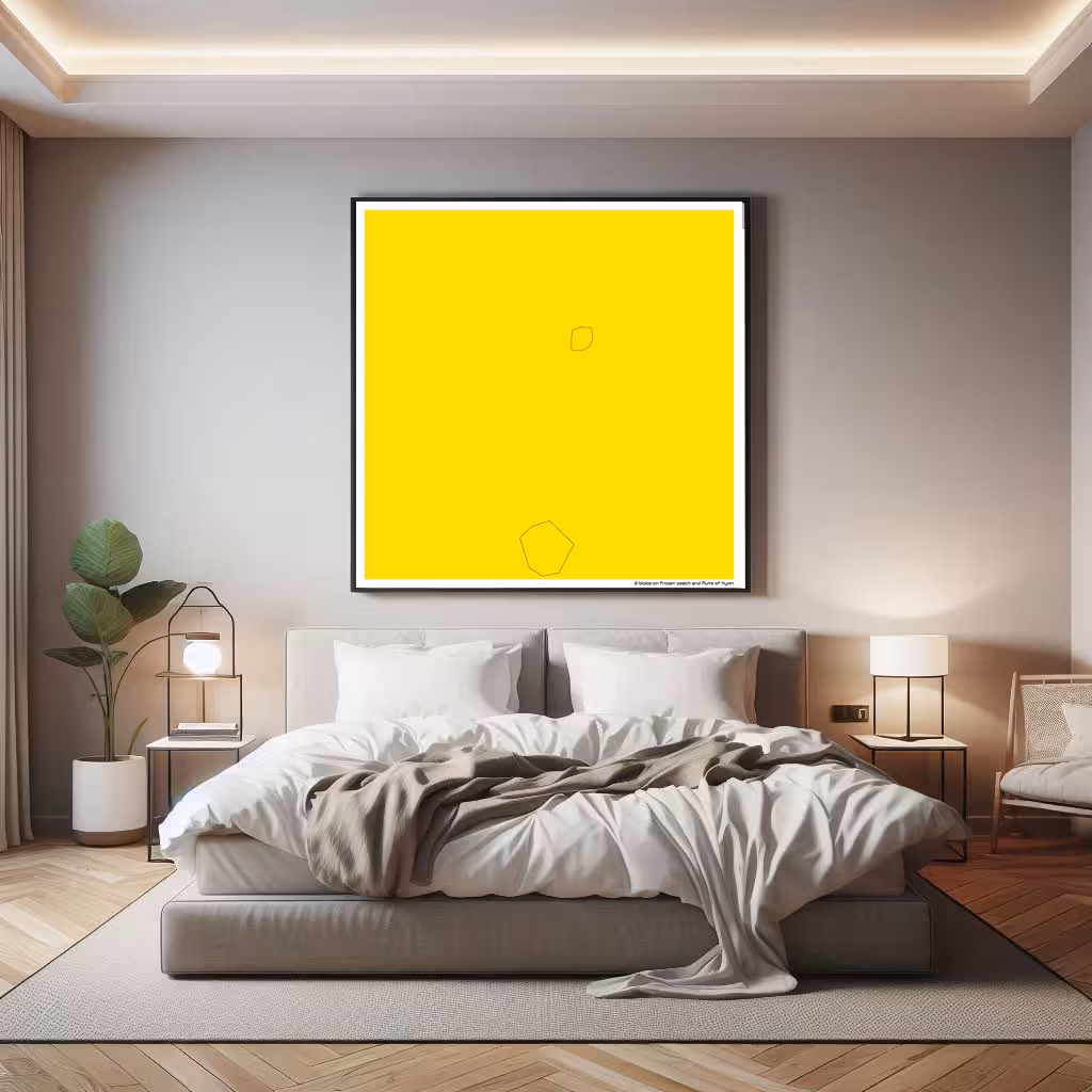 2 blobs on frozen peach and flute of hymn in room setting