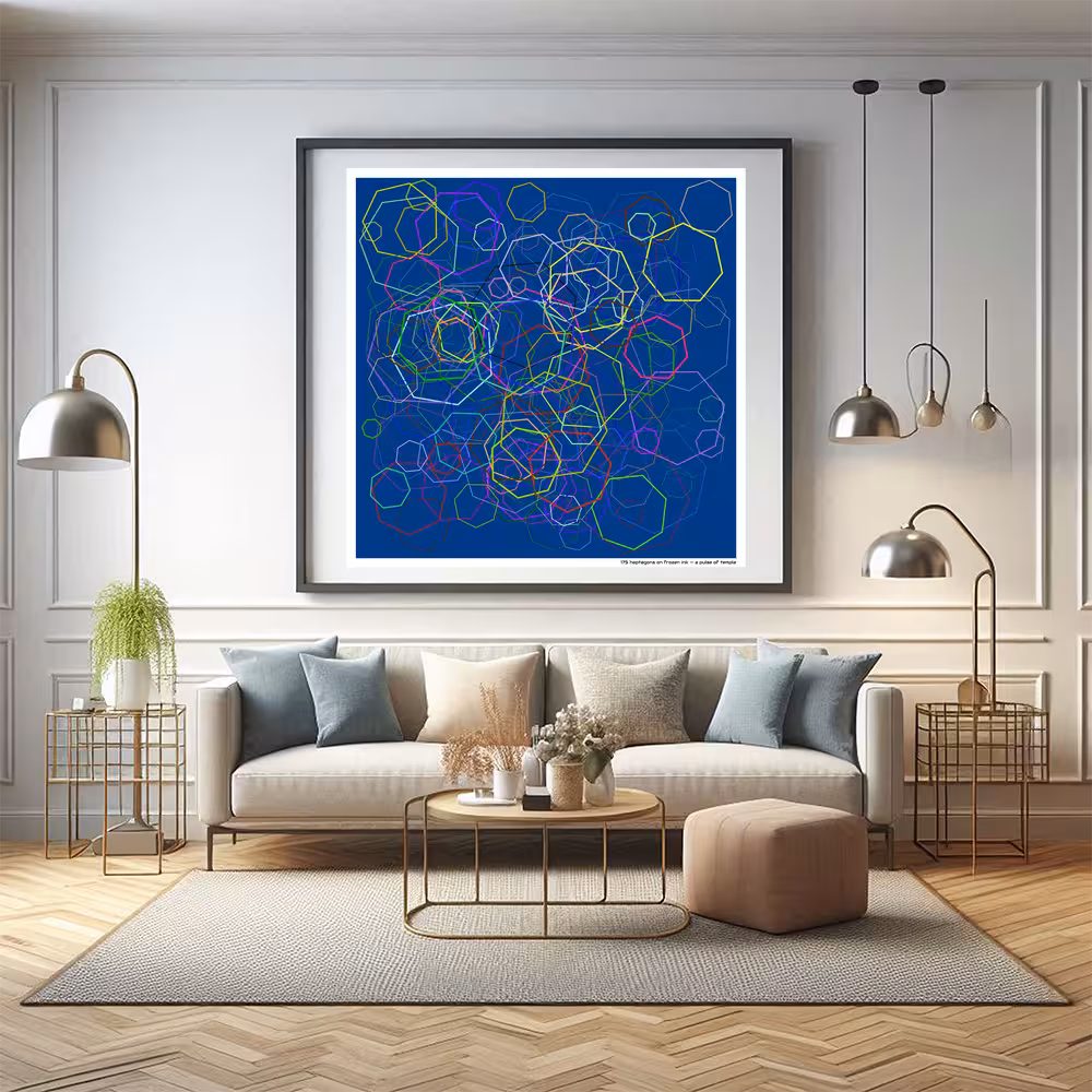 175 heptagons on frozen ink — a pulse of temple in room setting