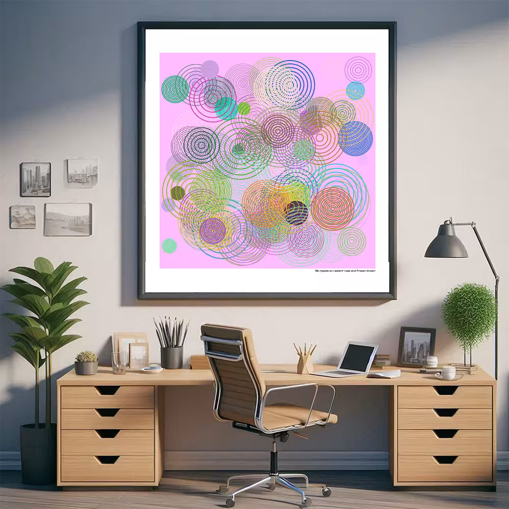 96 ripples on radiant rose and frozen brown in room setting