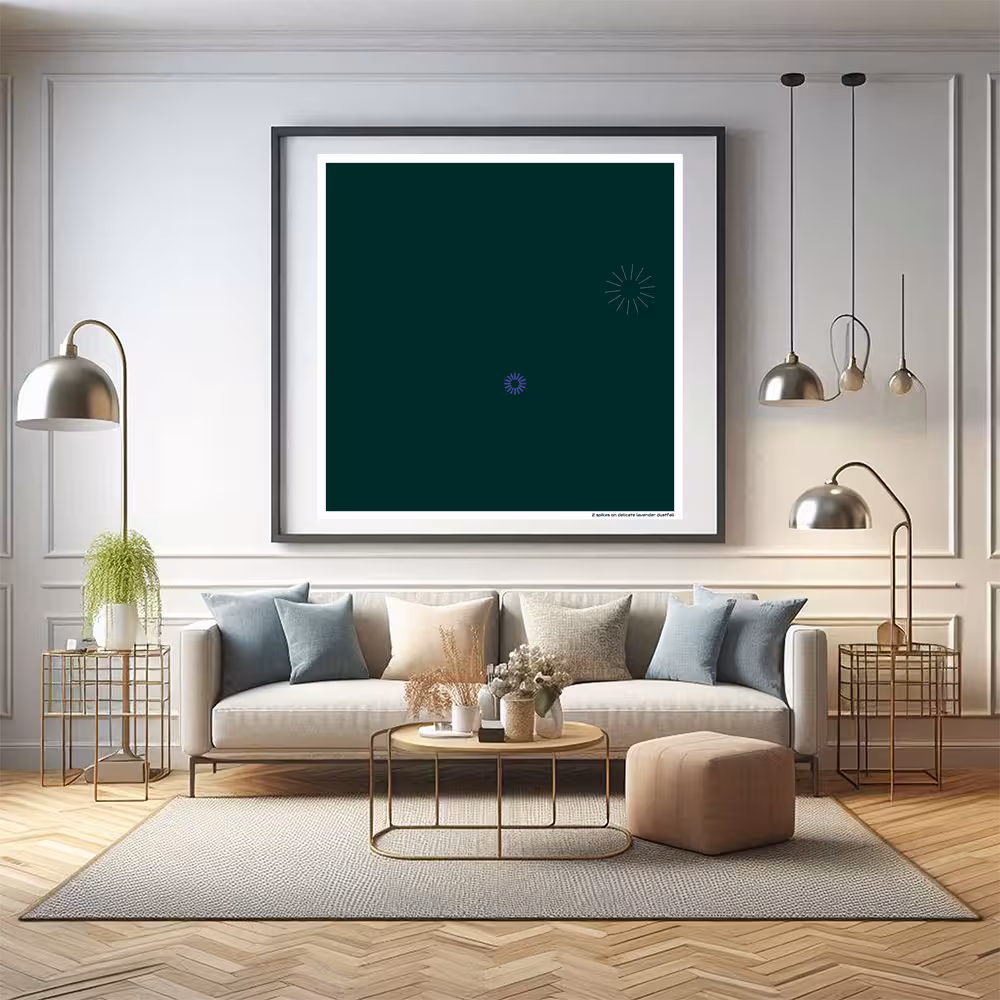 2 spikes on delicate lavender dustfall in room setting