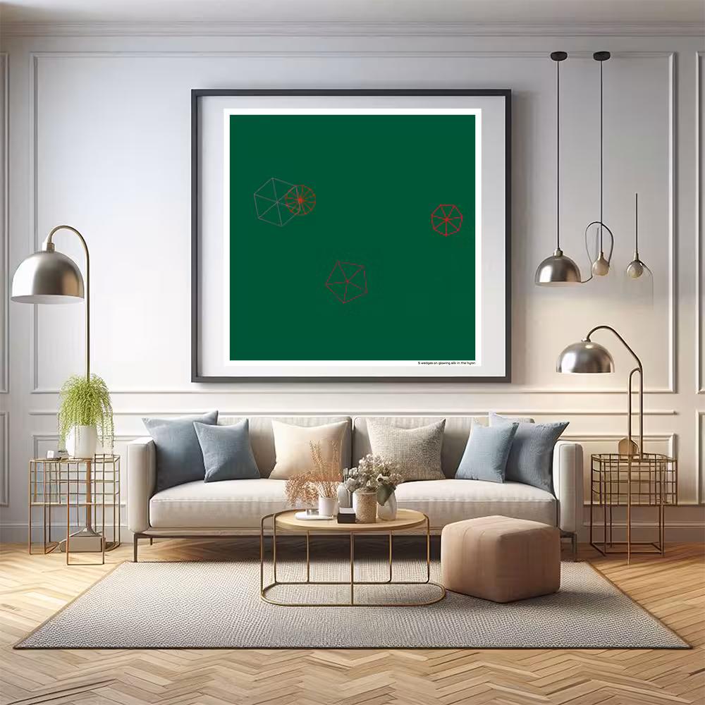 5 wedges on glowing silk in the hymn in room setting