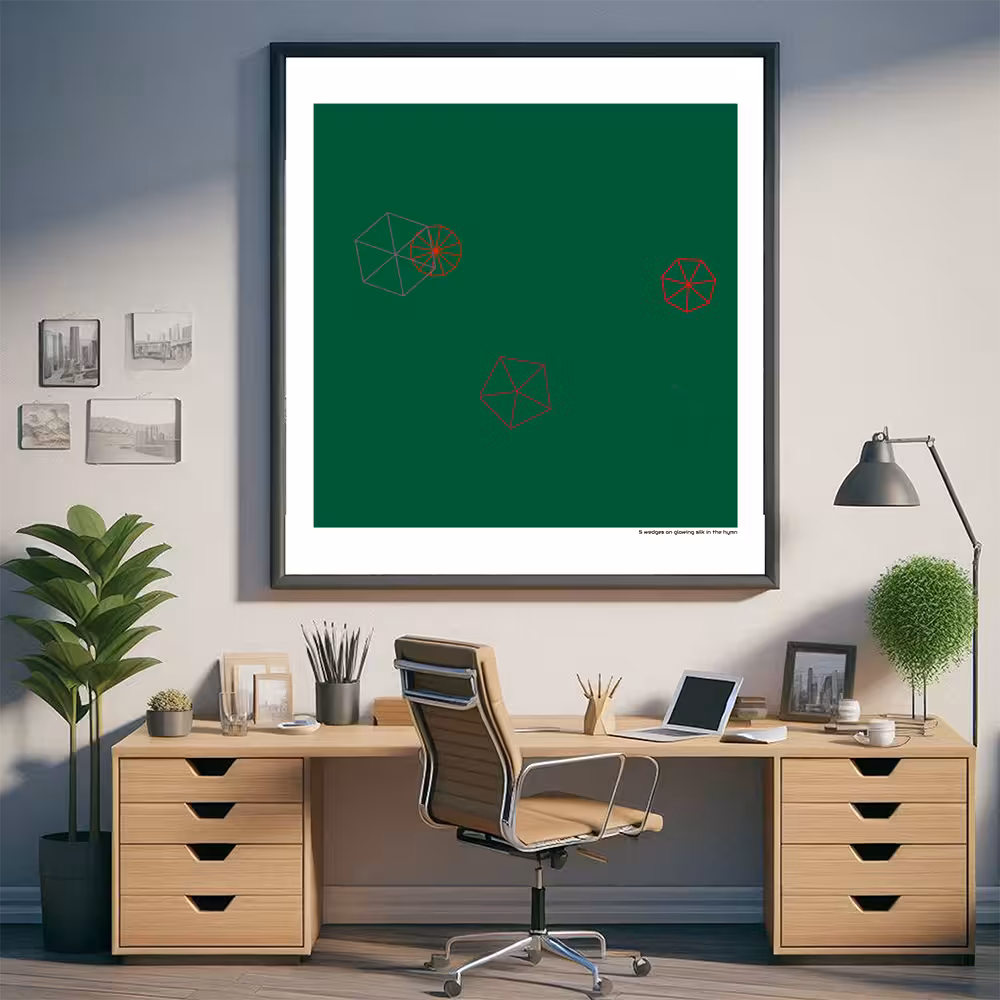 5 wedges on glowing silk in the hymn in room setting