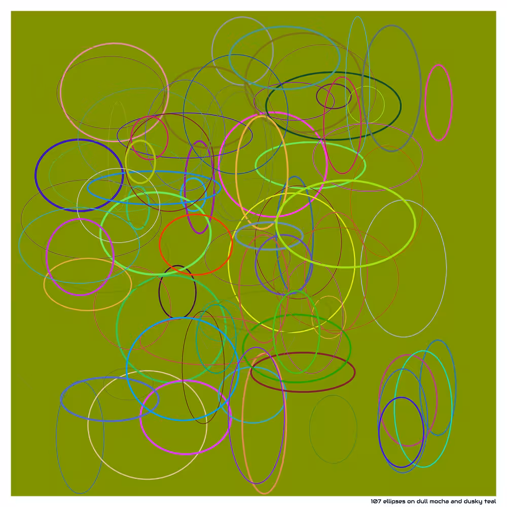 107 ellipses on dull mocha and dusky teal