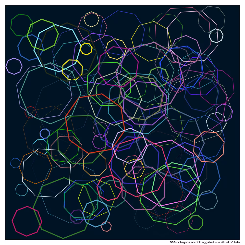 108 octagons on rich eggshell — a ritual of tale