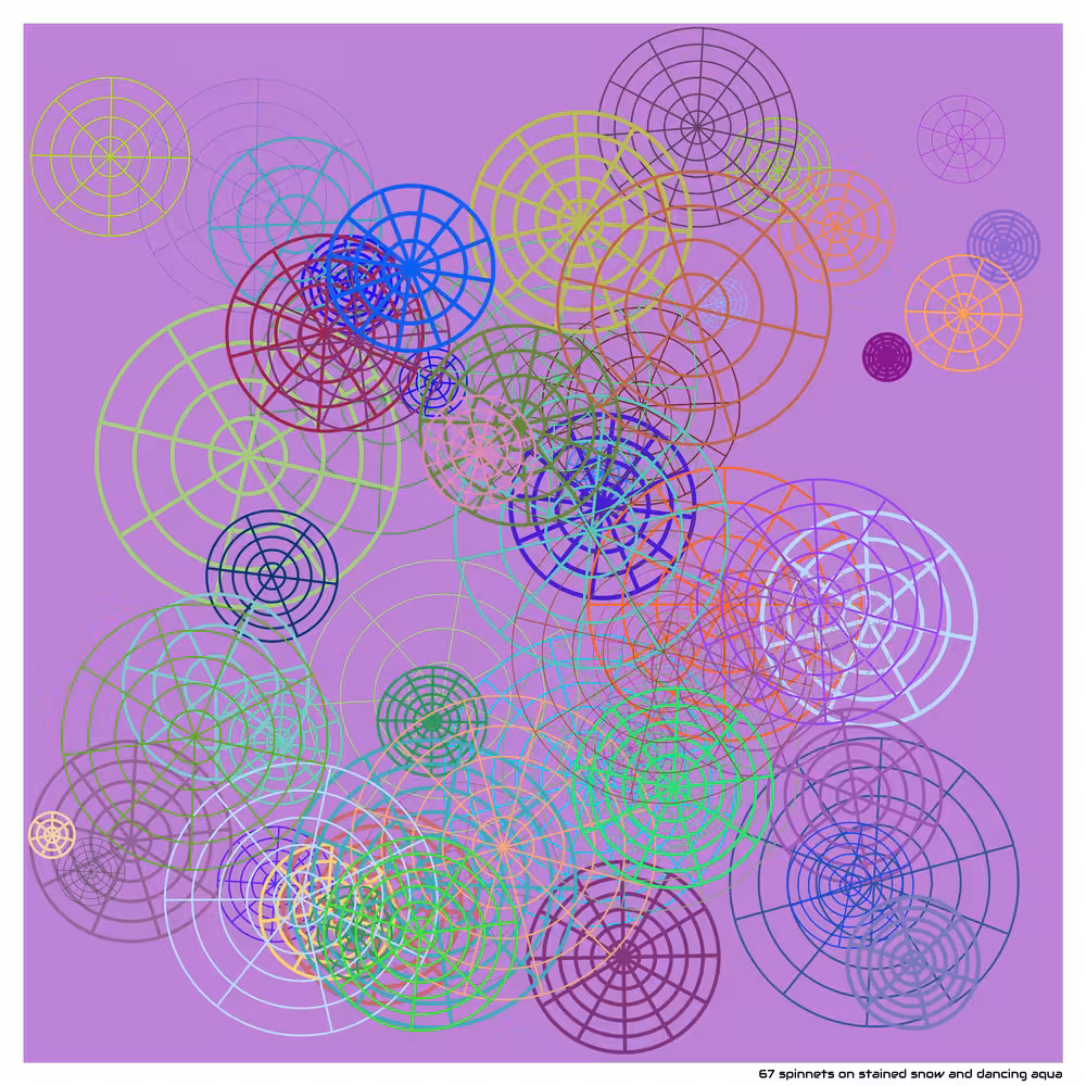 67 spinnets on stained snow and dancing aqua