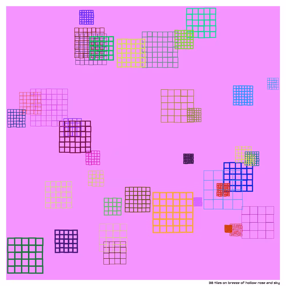38 tiles on breeze of hollow rose and sky