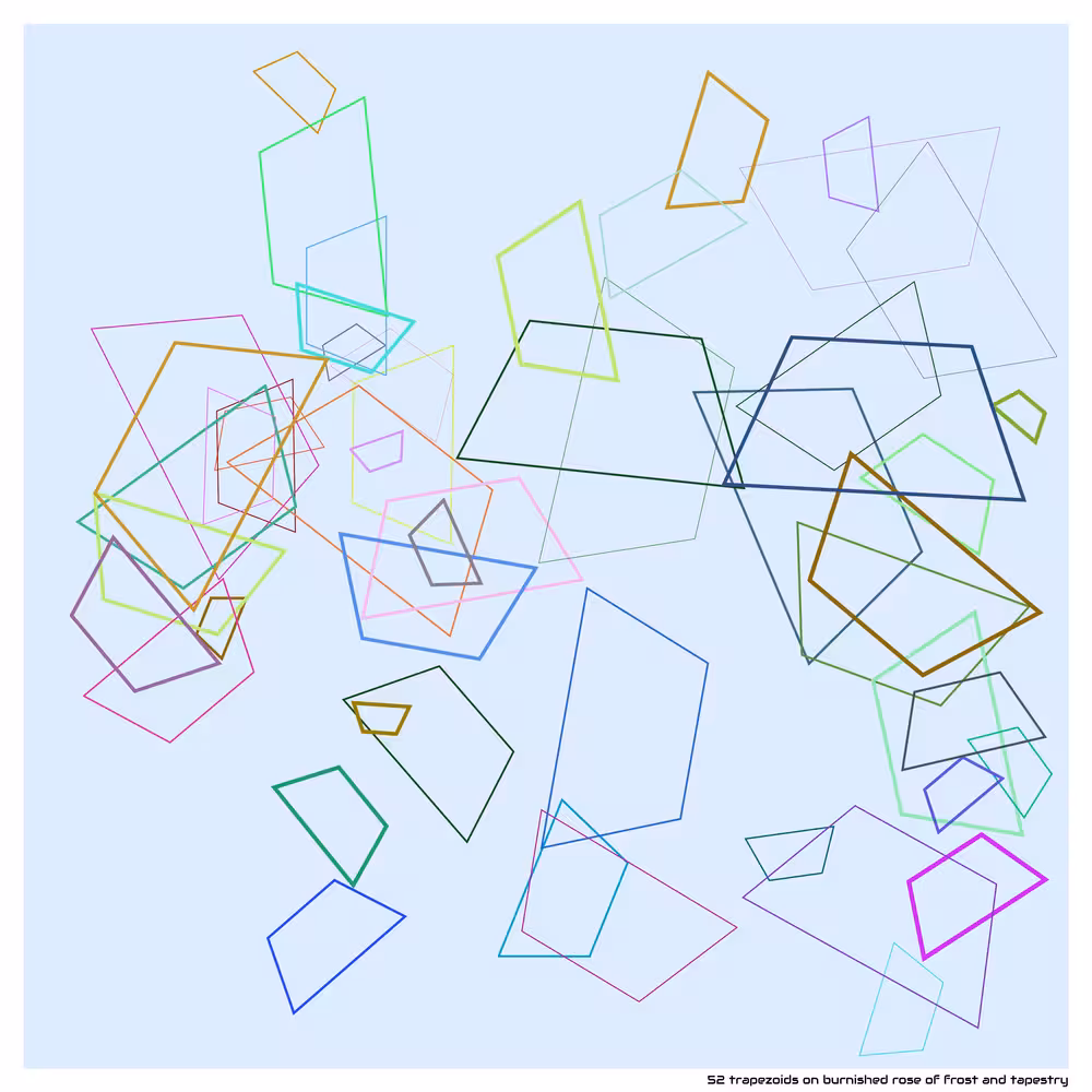 52 trapezoids on burnished rose of frost and tapestry