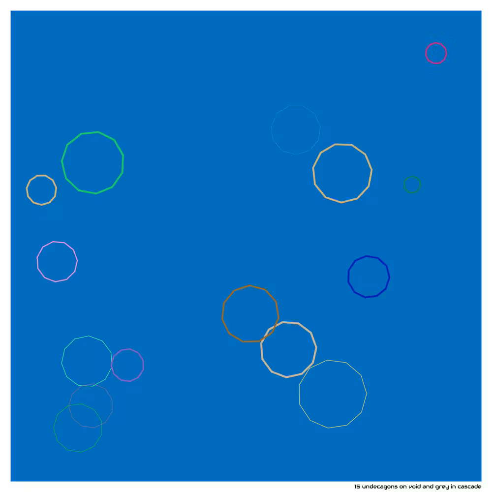 15 undecagons on void and grey in cascade