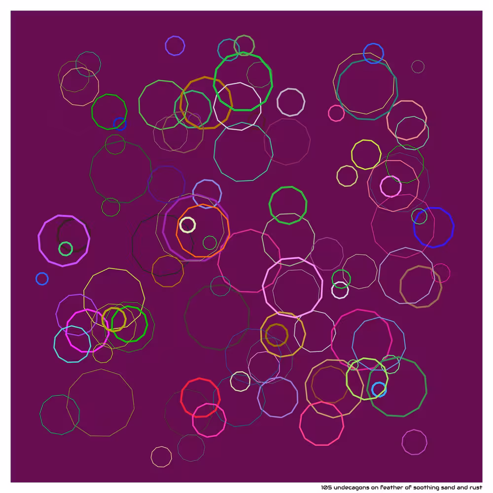 105 undecagons on feather of soothing sand and rust